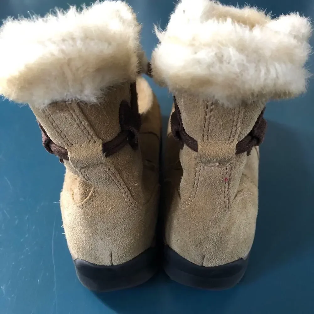 Lands End Girls Suede Faux Fur Winter Boots Size 13